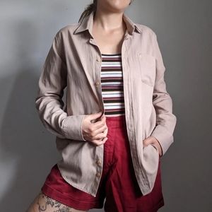 Sturdy cotton button front shirt in camel